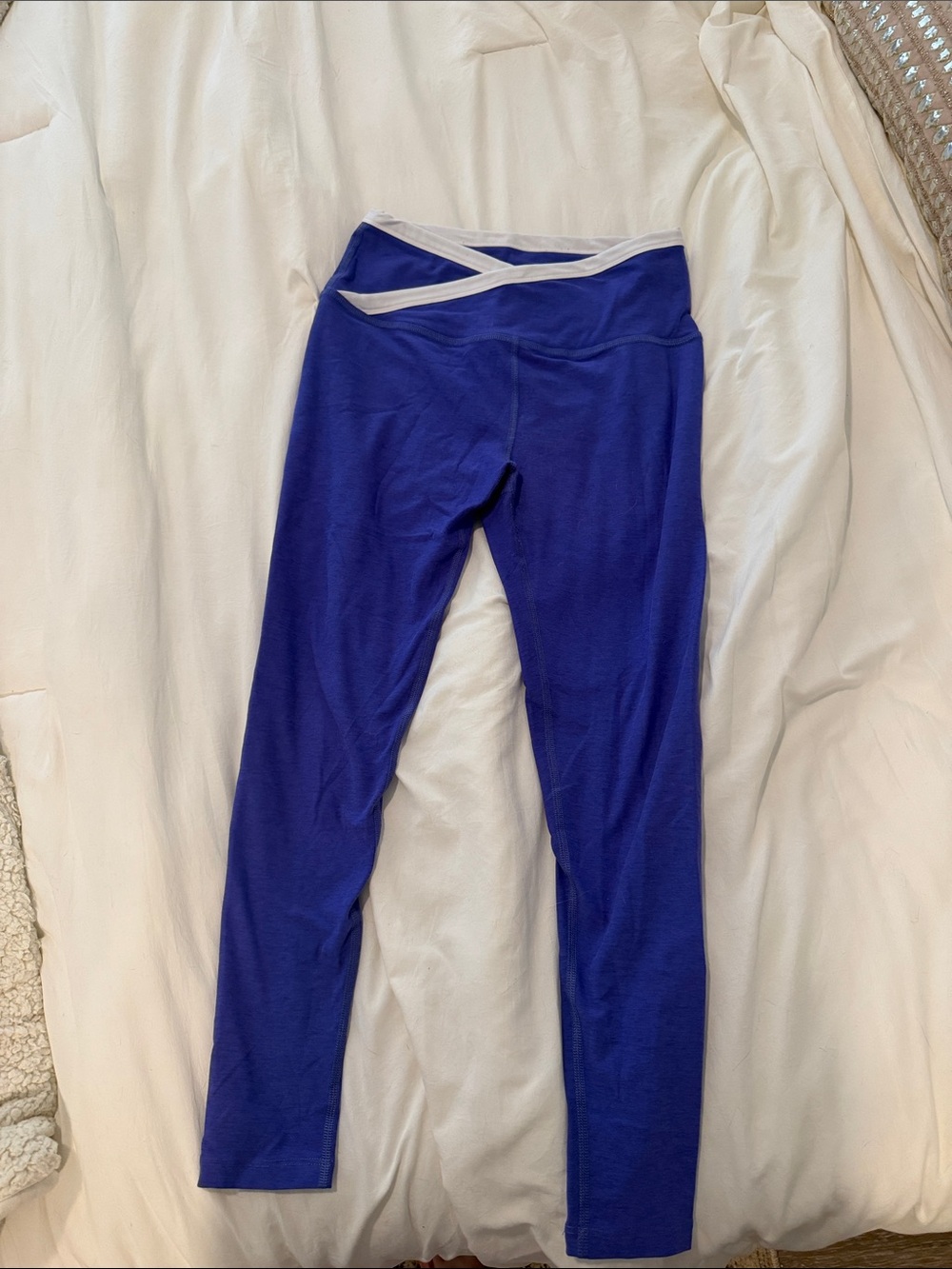 Beyond Yoga Purple Leggings with White Crossover Waist
